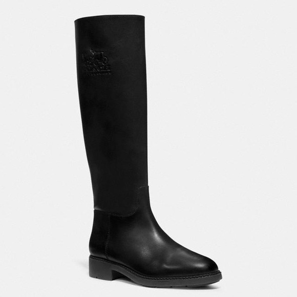 7.5 Nib COACH Rilee Boot black Leather knee high